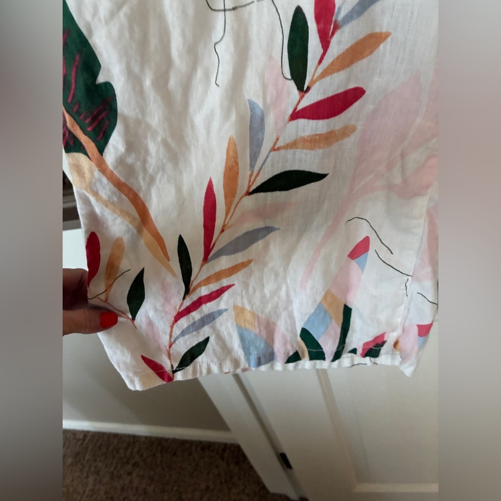 100% Line Women's White Tropical Print Wide leg pants - Picture 11 of 11